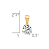 14k 3/4 carat Lab Grown Diamond VS/SI+ G+ Three Prong Solitare Pendant