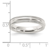 Sterling Silver 4mm Comfort Fit Half Round Milgrain Size 7.5 Band
