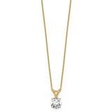 14k 3/4 carat Lab Grown Diamond VS+ F+ Round Complete Four Prong 18 inch Solitaire Pendant Necklace