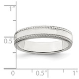 Sterling Silver 4mm Flat with Rope Edge Size 8 Band
