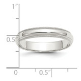 Sterling Silver 4mm Half Round Milgrain Size 4.5 Band