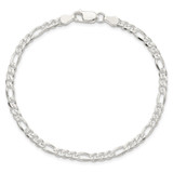 Sterling Silver 4mm Pav‚ Flat Figaro Chain - QF-63A00978-1158