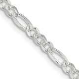 Sterling Silver 4mm Pav‚ Flat Figaro Chain - QF-EA9982FD-2286