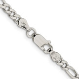 Sterling Silver 4mm Pave Flat Figaro Chain