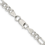 Sterling Silver 5.5mm Pav‚ Flat Figaro Chain - QF-2C66FEC3-2701