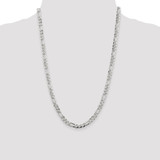 Sterling Silver 5.5mm Pav‚ Flat Figaro Chain - QF-2D3B0C36-6171