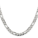 Sterling Silver 5.5mm Pav‚ Flat Figaro Chain - QF-E91E246F-7802