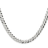 Sterling Silver 5.9mm Flat D/C Pave Curb Chain - QP-DE0B24C3-5185