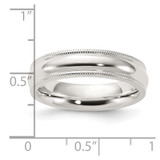 Sterling Silver 5mm Comfort Fit Half Round Milgrain Size 11 Band