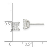 Sterling Silver 5mm Square Laser-cut CZ Basket Set Stud Earrings