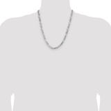 Sterling Silver 6.1mm Flat D/C Pave Figaro Chain - QP-0F90DC11-2969