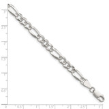 Sterling Silver 6.1mm Flat D/C Pave Figaro Chain - QP-A24DF1EF-7413