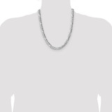 Sterling Silver 6.3mm Hammered Figaro Chain - QH-5EB92978-3520