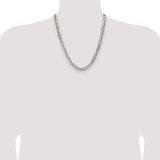 Sterling Silver 6.75mm Flat D/C Pave Curb Chain - QP-6B2CA24C-7634