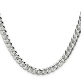 Sterling Silver 6.75mm Flat D/C Pave Curb Chain - QP-75A94EEC-5086