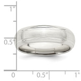 Sterling Silver 6mm Brushed Domed with Grooved Beveled Edge Fancy Band Size 7.5