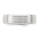Sterling Silver 6mm Brushed Flat Grooved Beveled Edge Fancy Band Size 10.5