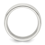 Sterling Silver 6mm Brushed Flat Grooved Beveled Edge Fancy Band Size 12
