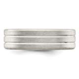 Sterling Silver 6mm Brushed Flat Grooved Fancy Band Size 11 - QW-75F863BA-9977