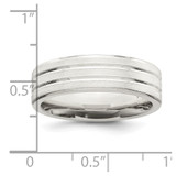 Sterling Silver 6mm Brushed Flat Grooved Fancy Band Size 12.5