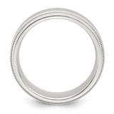 Sterling Silver 6mm Brushed Flat Milgrain Beveled Edge Fancy Band Size 8