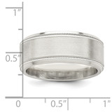 Sterling Silver 6mm Brushed Flat Milgrain Beveled Edge Fancy Band Size 9.5
