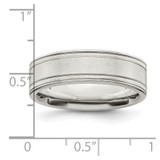 Sterling Silver 6mm Brushed Flat Milgrain Grooved Edge Fancy Band Size 8