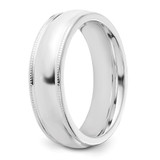 Sterling Silver 6mm Comfort Fit Half Round Milgrain Size 12 Band