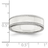 Sterling Silver 6mm Flat with Rope Edge Size 11 Band