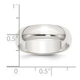 Sterling Silver 6mm Half Round Size 11 Band