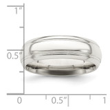 Sterling Silver 6mm Polished Domed with Grooved Beveled Edge Fancy Band Size 10.5