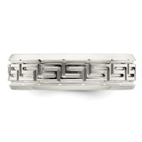 Sterling Silver 6mm Polished Flat Greek Key Design Beveled Edge Fancy Band Size 10.5