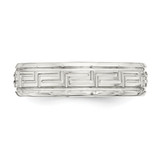Sterling Silver 6mm Polished Flat Greek Key Design Beveled Edge Fancy Band Size 11