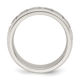 Sterling Silver 6mm Polished Flat Greek Key Design Beveled Edge Fancy Band Size 9.5