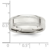 Sterling Silver 6mm Polished Flat Grooved Beveled Edge Fancy Band Size 12