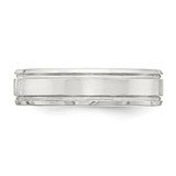 Sterling Silver 6mm Polished Flat Grooved Beveled Edge Fancy Band Size 7