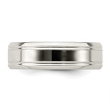 Sterling Silver 6mm Polished Flat Grooved Beveled Edge Fancy Band Size 9.5