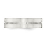 Sterling Silver 6mm Polished Flat Grooved Center Fancy Band Size 11.5