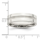 Sterling Silver 6mm Polished Flat Grooved Center Fancy Band Size 11.5