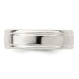 Sterling Silver 6mm Polished Flat Grooved Fancy Band Size 10