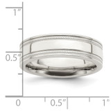 Sterling Silver 6mm Polished Flat Milgrain Grooved Edge Fancy Band Size 13