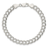 Sterling Silver 6mm Solid Double Link Charm Bracelet - QG-42264579-6444
