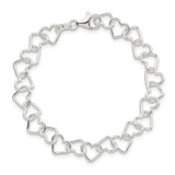 Sterling Silver 7 inch Polished Fancy Heart Link Bracelet