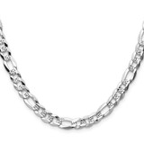Sterling Silver 7.0mm Flat D/C Pave Figaro Chain - QP-2E102994-9832