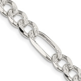Sterling Silver 7.25mm Pav‚ Flat Figaro Chain - QF-1681C27B-4755