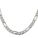 Sterling Silver 7.25mm Pav‚ Flat Figaro Chain - QF-1681C27B-4755