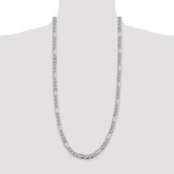 Sterling Silver 7.25mm Pav‚ Flat Figaro Chain - QF-1681C27B-4755
