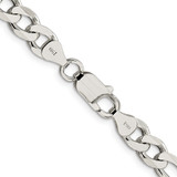 Sterling Silver 7.25mm Pav‚ Flat Figaro Chain - QF-3FF792AB-2661