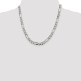 Sterling Silver 7.25mm Pav‚ Flat Figaro Chain - QF-3FF792AB-2661