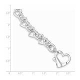 Sterling Silver 7.5inch Polished Fancy Heart Link Bracelet - QH-DA194707-7500